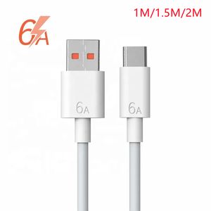 6A Super Fast Charge 66W USB C Cable de carga para Samsung S8 S9 S10 S20 Huawei Xiaomi Cable de datos de alta velocidad tipo C 1M 2M