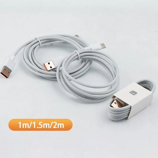 Câble 6A USB Type C pour Samsung S20 S9 S8 Xiaomi Huawei P30 Pro Fast Charge Phone Mobile Chargeging Wire White Cable USB Charge
