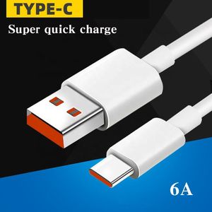 6a USB Type C Gegevenskabel 1m 3ft Android snellaadkoordladeradapterlijnen voor Huawei Xiaomi Samsung in OPP -tas