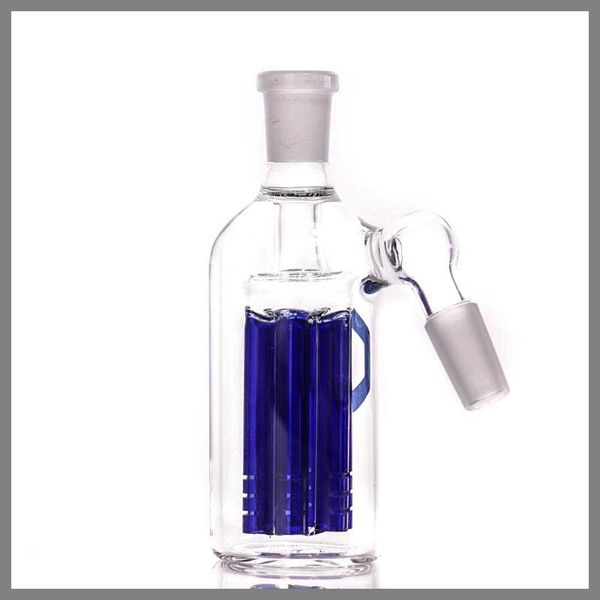 Hookahs 6 arm tree perc ash catcher 45 grados Venta al por mayor 14.5-14.5mm azul para pipa de agua bongs