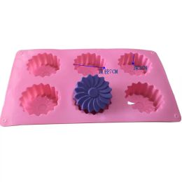 6cavity Flower Silicone Soap Moule de fabrication de pain bricolage Moules de silicone pour gâteau de gâteau de lune à gâteau Faire des moules outils