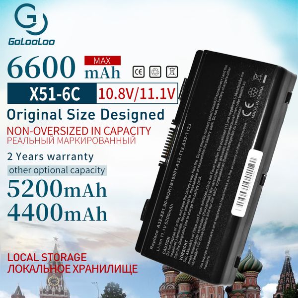Batterie d'ordinateur portable 6 cellules pour Asus X51L A31-T12 A32-T12 A32-X51 T12 T12Fg T12Er T12Jg T12Mg T12Ug X51H X51L X51R X51RL X58 a32 x51
