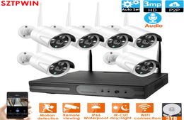 6CH 30MP HD Draadloze NVR Kit P2P 1080P Outdoor IR Nachtzicht Beveiliging 30MP IP Camera WIFI CCTV systeem6799209