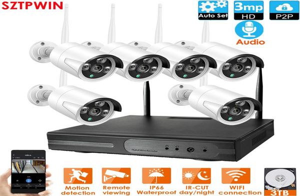 6CH 30MP HD Kit NVR inalámbrico P2P 1080P exterior IR visión nocturna seguridad 30MP cámara IP WIFI CCTV System6799209