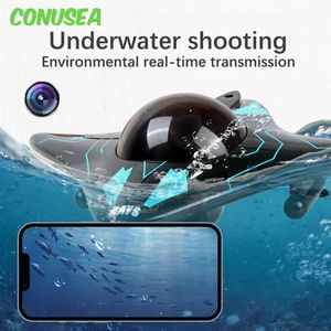 6Ch Rc Boot Onderzeeër met Camera Onderwater Afstandsbediening Wifi Fpv Afstandsbediening Boten Radiogestuurd Speelgoed voor Kinderen Geschenken 231229