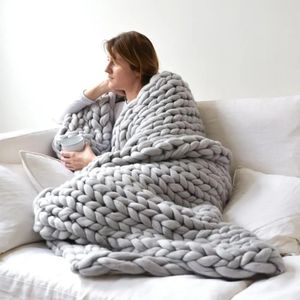 6 cm Couverture tricotée en laine de laine à main épaisse épais Mérino laine de laine de laine volumineuse couvertures couvertures en tricot 231227