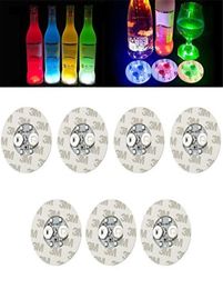 6cm LED Bottle Stickers Coasters Light 4LEDS 3M Autocollant éclairage LED pour les fêtes Bar Bar à la maison Utilisation 6965964