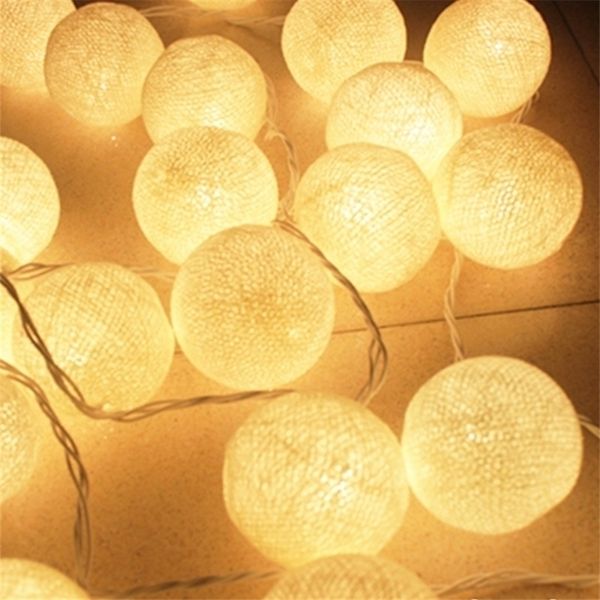 6cm boule de coton extérieure LED guirlandes lumineuses 5m 20leds fée lampe de Noël maison fête de mariage décoration patio lumière AC 220v / 110v Y201020