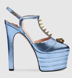 Livraison gratuite 6cm Plate-forme Spiked Gladiator Sandales Femmes Rayé Métallique 16CM Talons Pompes Escarpins Chaussures De Mariage Mary Jane plus de couleurs