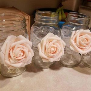 6cm Jolie Rose PE Mousse Tête De Fleur Artificielle pour DIY Bouquet De Mariage Guirlande Fleur Boule Cadeau Boîte Décoration De La Maison Y0630