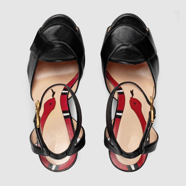 Livraison gratuite 6cm solide plate-forme gladiateur sandales femmes serpent 16CM talons compensés pompes Escarpins fête chaussures de mariage Mary Jane noir 01