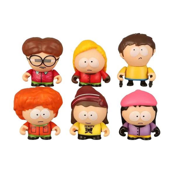 6 cm South North Park Anime Figure Mini Southpark Action Stan Marsh 5 pcs Pvc Statue Collection Poupées Modèle Chambre Décor Jouets 240306