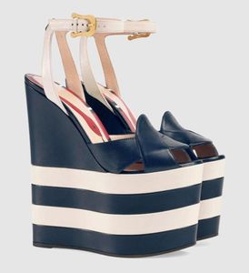 6 cm gestreepte platform Sandalen vrouwen slang 16 cm Wedges hakken pompen Escarpins feest trouwschoenen Mary Jane 31264246