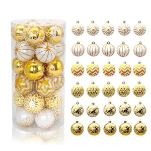 6 cm x 30 pièces par ensemble décorations d'arbre de noël décor intérieur boules peintes dorées ornements