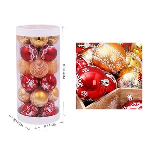 6cm24pcs décorations de noël pour boule d'arbre or rouge boules de noël en plastique transparent arbre de noël pendentif ornements de navidad 201027