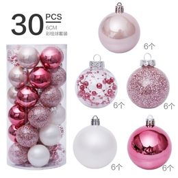 6cm30pcs boule en plastique rose ornements boules de Noël décorations de Noël pour la maison arbre de Noël pendentif ornamentos navideos 201017
