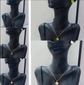 6Color modemerk ontwerper oorbellen ketting titanium stalen sieraden sets vrouwen vier blad klaver bruiloft liefhebbers kerstcadeau