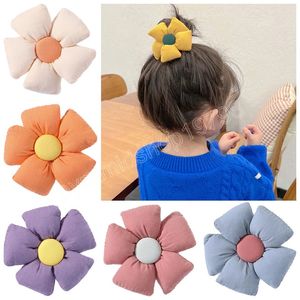 6 couleurs 3 pouces solide coton rempli tournesol pince à cheveux chapeaux fleur coiffure épingle à cheveux mignon Barrettes enfants cheveux accessoires