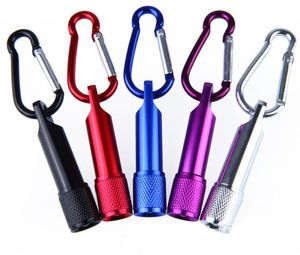 6 couleurs fête faveur Portable lampe de poche LED porte-clés en alliage d'aluminium torche lampes de poche avec mousqueton anneau porte-clés cadeaux