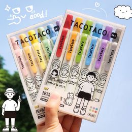 6Colors / Set Retro Morandi Highlighter Creative Marker Fluorescent Pen étudiants Gift Stationery Drawing Painting Supplies