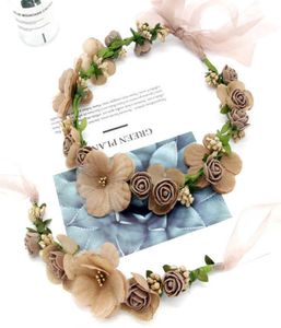 6 couleurs bandeau de mariage couronne de cheveux florale bracelet filles mariée Boho fleur tête florale couronne guirlandes bohème plage fleur Q087300886