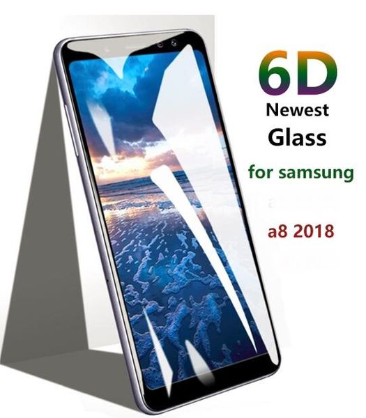 Verre de protecteur d'écran incurvé 6d pour Samsung Galaxy A8 2018 A8 plus 2018 pour OPPO F1S F3 F5 F7 F3 plus A83 Protection Film 9H