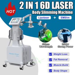 Láser Lipo de diodo 6D, contorno corporal, pérdida de peso, máquina de grasa EMS, levantamiento de glúteos, construcción muscular, máquina de adelgazamiento