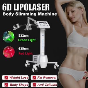 Laser 6D amincissant la machine perte de poids brûleur de graisse réduction de la cellulite raffermissement du corps 532nm 635nm lumière laser rouge vert équipement de beauté portable salon usage domestique