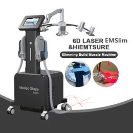 6D Lipolaser Thérapie par la lumière rouge Corps non invasif amincissant le laser Lipo 635nm avec 2 poignées EMSlim Fat Removal HIEMT EMS Body Sculpt Muscle Building Machine