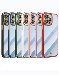 6D-plating Zachte TPU Schokbestendige hoesjes voor iPhone 15 14 Pro MAX 13 12 Mini 11 XR XS 8 7 6 Plus Hybrid Hit Color Verchroomd Metallic Fijn gat Cameralensbeschermer Telefoonhoes