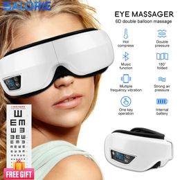 6D Smart Airbag Vibración Masajeador de ojos Comprimir Bluetooth Masaje Gafas Cuidado Instrumento Fatiga Bolsa Arrugas 240318