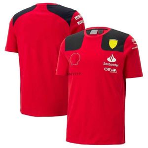 6f6u 2023 Nieuw F1 Team T-shirt voor heren en dames 2023 Racing Uniform Spaans Sainz 55 Ronde hals Hoge kwaliteit Aanpasbaar Naamnummer Jaq3