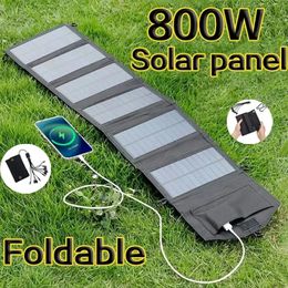 Panneau solaire pliable 6 fois 800W, panneaux portables, chargeur USB 5V DC, alimentation mobile à plein temps 240110