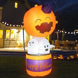 Calabaza inflable de Halloween de 6 pies, globo de aire caliente, fantasma, decoración de patio