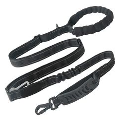 6ft zware dogronen 2 gevoerde handgrepen geen pull voor schokabsorptie met auto-veiligheidsgordel sterke bungee reflecterende training wandelende honden leiband