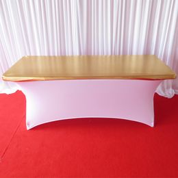 6ft L * 30'' 'Gold Métallique Bronzing Bronzing Elastic Spandex table Topper pour mariage, banquet, décoration de l'hôtel