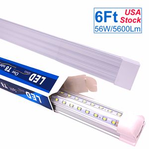 Luminaire LED de magasin de 1,8 m, tube LED intégré T8 de 177,8 cm, ampoules raccordables de 1,8 m pour garage, entrepôt, forme en V, barre de bande de 1,8 m, 56 W 62 W 5600 lm OEMLED