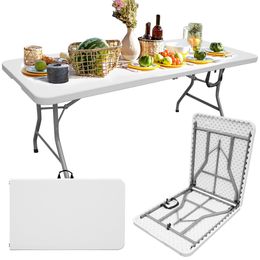 Mesa plegable rectangular para banquetes de 6 pies para interiores y exteriores, color blanco