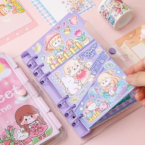 6Hole Cute Binder Notebooks Planners Feuilles mobiles Violet Rose Transparent Kawaii Scraping Book