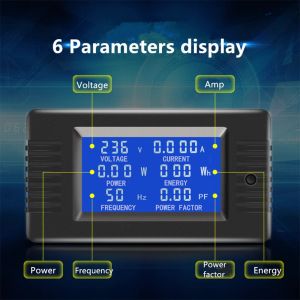 6IN1 AC 80V-260V 220V 100A AMPERMETER ISIMAGE AMPERMETER Voltmètre AMMETER VOLT WATT KWH FACTOR METER CT