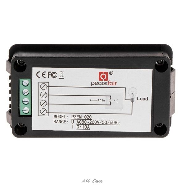 6in1 numérique AC 80 ~ 260V Énergie de puissance du moniteur de tension KWH WATT METER 100A 10A