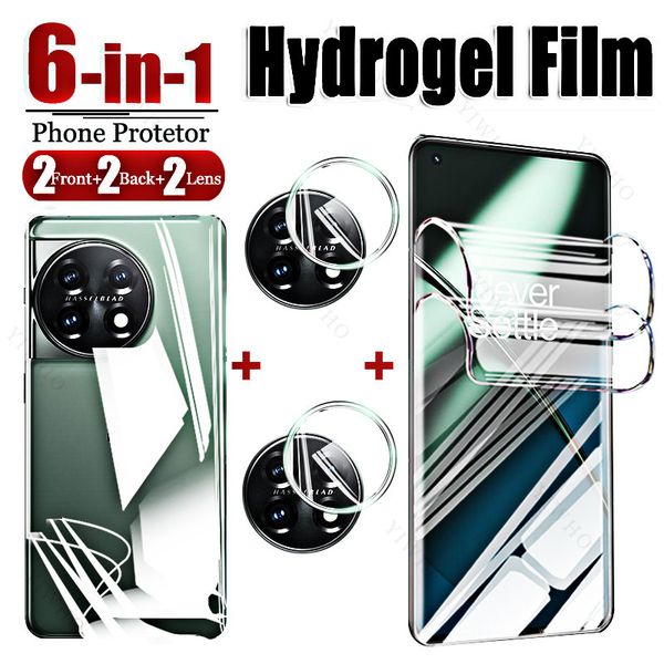 6in1 Film d'hydrogel à l'arrière avant pour OnePlus 11 Camera Lens Screen Protector One plus 11 OnePlus11 11r 10 9 Ace 2 Nord Film Cover Film