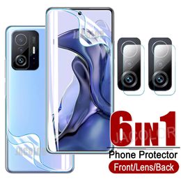 Protector de hidrogel 6in1 para Xiaomi 11t Pro Screen Soft Film+Back Cover Gel Film+Glass de lente para Xiaomi11t 6.67 pulgadas Xiomi 11 T