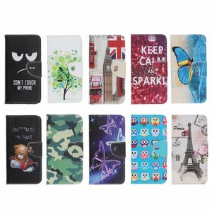 Étuis portefeuille en cuir camouflage pour Iphone 14 13 Pro 12 11 XR XS MAX 8 7 6 Royaume-Uni États-Unis Drapeau Fleur Papillon Tour Eiffel Fente pour carte d'identité de crédit Support de support de livre Couverture à rabat