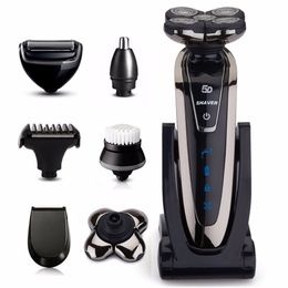 6in1 natte / droge scheermachine 5D scheerapparaat oplaadbaar elektrisch scheerapparaat draagbaar elektrisch scheermes voor mannen baard reizen grooming kit