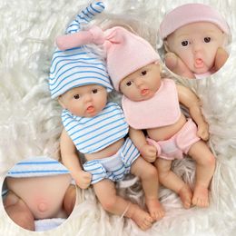 6 pouces 15 CM Mini Adorable poupée de renaissance en Silicone solide entier peint réaliste poupées à la main pour enfants cadeau 240119