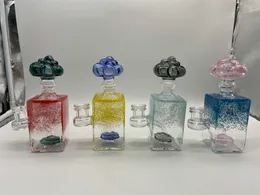 6 inch Bong Glazen Waterpijp Wolk Vierkante Vaas 4 Kleuren Percolator 14mm Vrouwelijke Joint met Kom