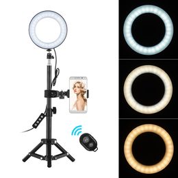Anillo de luz LED para Selfie de escritorio regulable de 6 pulgadas con soporte para teléfono, anillo de luz para cámara para YouTube, vídeo, estudio de fotografía en vivo