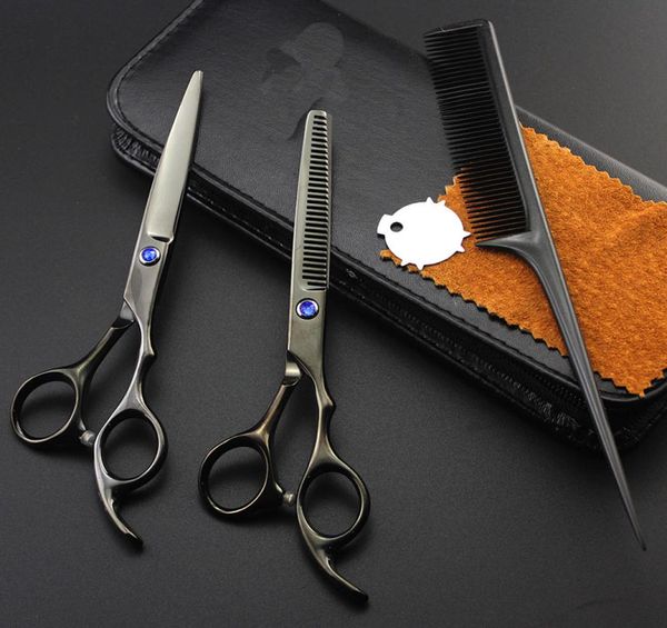 6 pouces de coiffure ciseaux coupants coupes ciseaux d'amincissement avec sac de peigne de cisaillement professionnel matériel de cheveux Makas pour barber7614261