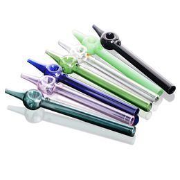 6 pulgadas de largo cachimba mini cuchara pipas de mano colorido pequeño quemador de aceite pyrex tubo recto accesorios para fumar de colores